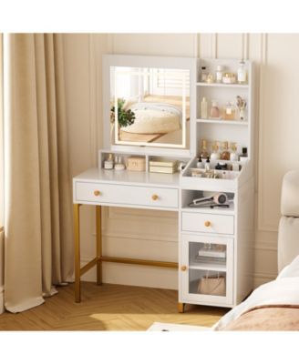 Vanity Desk with Mirror & 3 Color Led Lighted