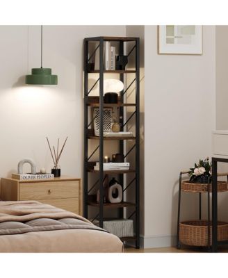 Narrow Bookshelf 6 Tier Tall Bookcase