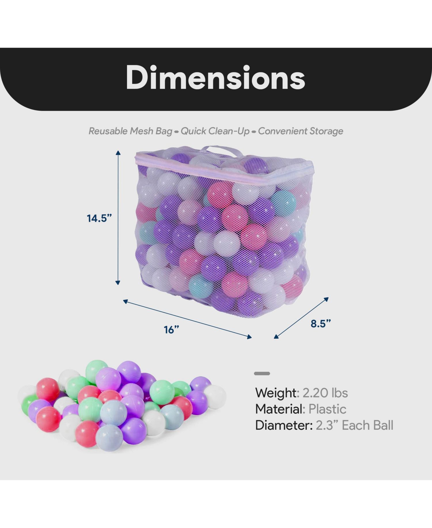 Crush-Proof Phthalate-Free and Lead-Free Play Pit Balls, 200-Piece Set