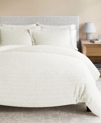 100% Cotton Reversible Honeycomb Waffle / Percale Duvet Cover Set