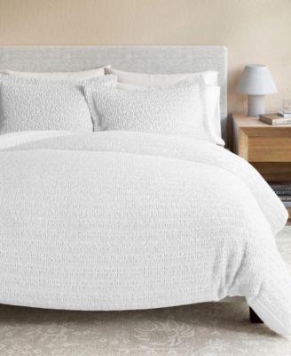 Linery & Co 100% Cotton Reversible Honeycomb Waffle / Percale Duvet Cover Set