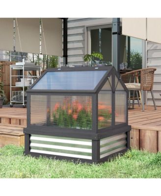 Raised Garden Bed with Wooden Cold Frame, 35.5" x 31.5" x 36"