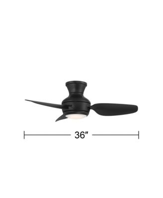 36" Whirl Modern Indoor Outdoor Ceiling Fan 3 Blade LED Light Remote Control Matte Black Finish Bedroom Patio Hugger