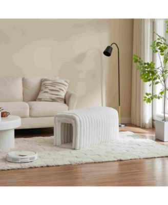 Pet-Friendly Ottoman Storage Bench with Arch Hollow Design, Multi-Functional for Living Room, Bedroom & Entryway