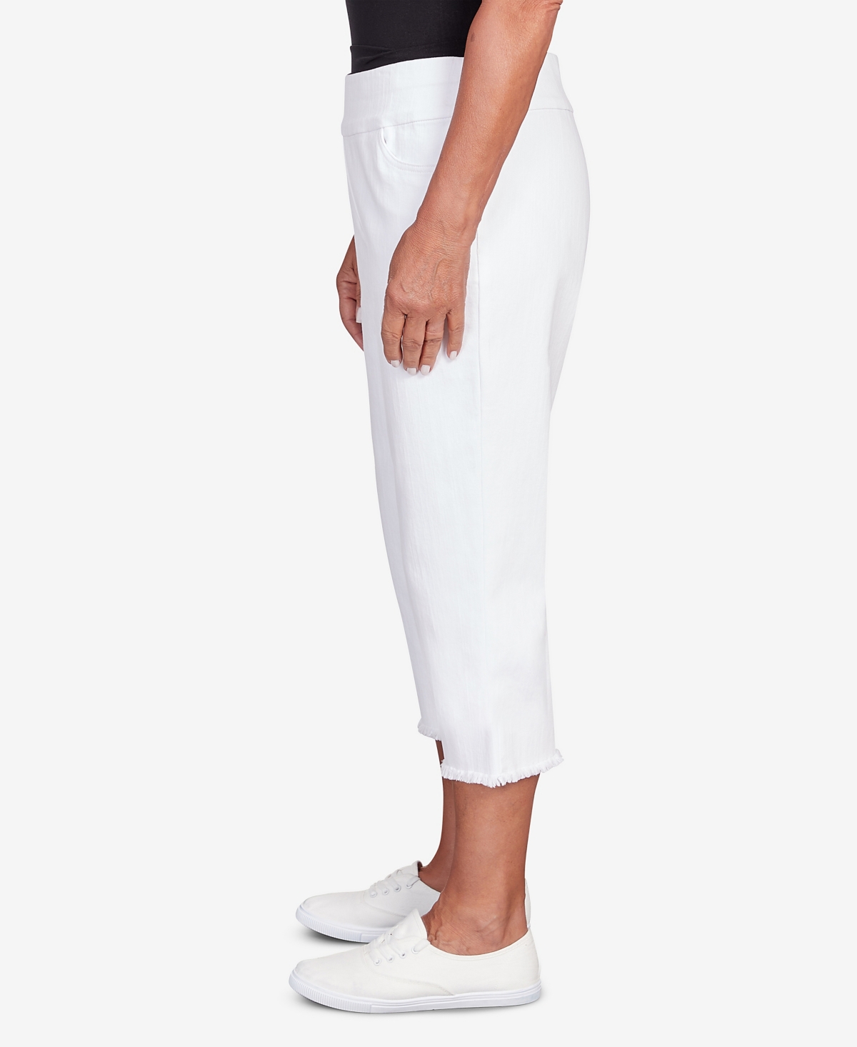Alfred Dunner Plus Size Banded Denim Capri Pants In White