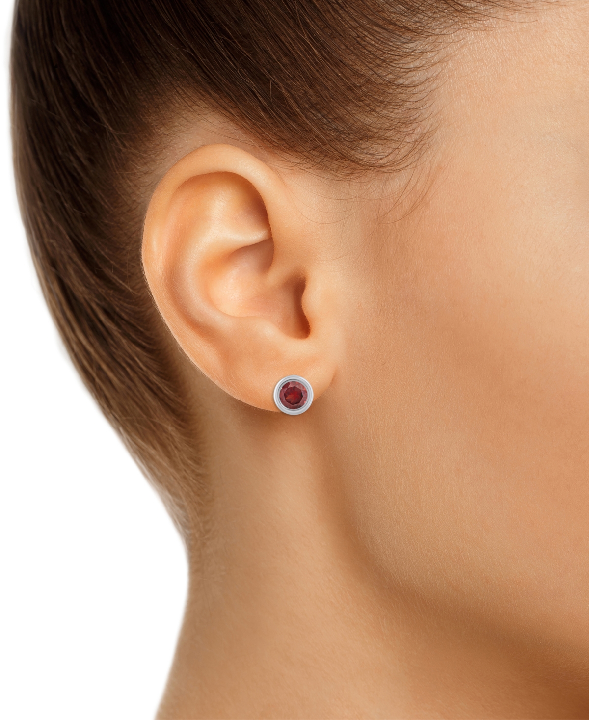 Macy's Lab-created Opal Bezel Stud Earrings (1-1/5 Ct. T.w.) Stud Earrings In 10k Gold (also In Additional In Garnet,white Gold