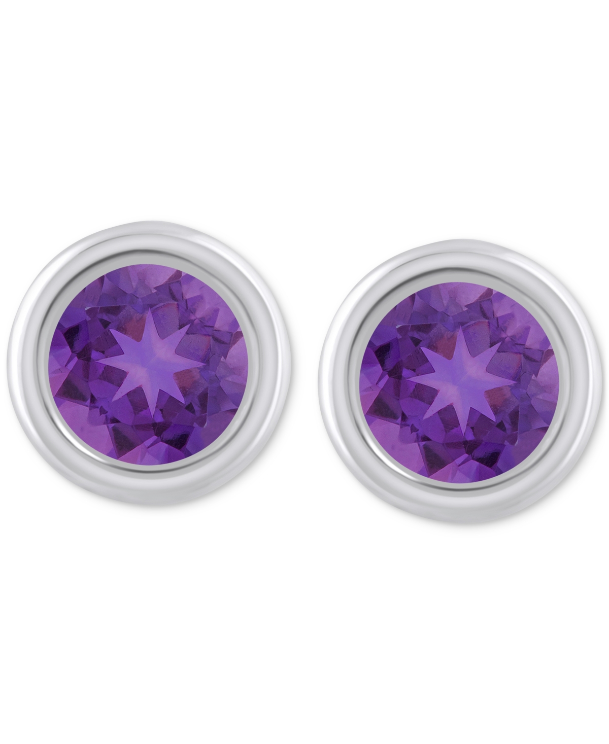 Macy's Lab-created Opal Bezel Stud Earrings (1-1/5 Ct. T.w.) Stud Earrings In 10k Gold (also In Additional In Amethyst,white Gold