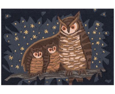 Liora Manne Frontporch Owl Family Rug Collection In Midnight