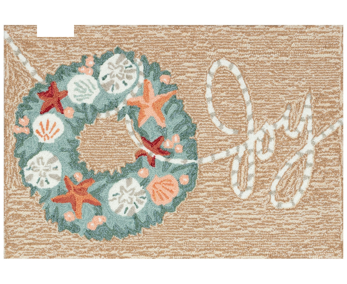 Liora Manne Frontporch Joyous Wreath 2'x3' Area Rug In Tan