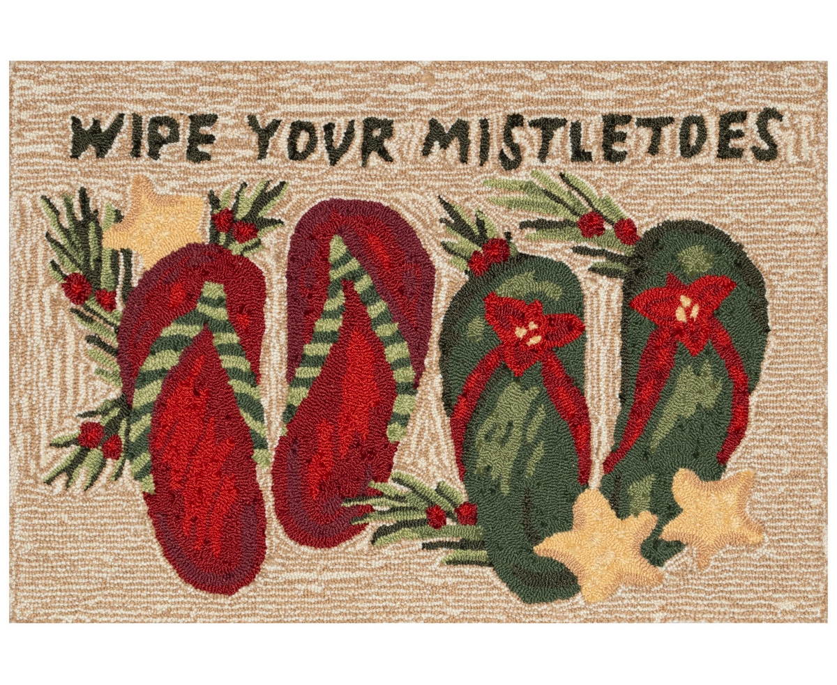 Liora Manne Frontporch Mistletoes Area Rug, 2' X 3' In Tan