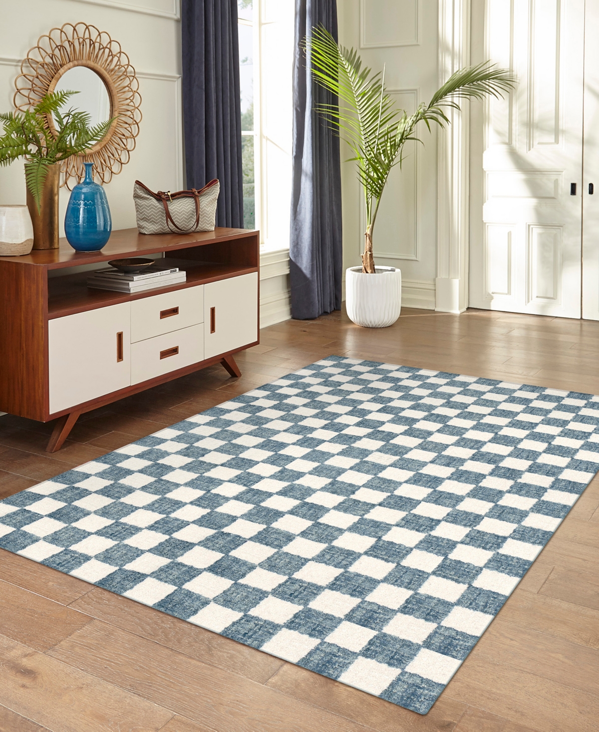 Liora Manne Savannah Checkerboard 8'3"x11'6" Area Rug In Blue
