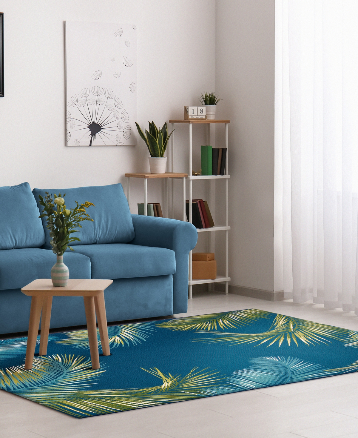 Liora Manne Marina Palm Border 7'10"x9'10" Area Rug In Navy