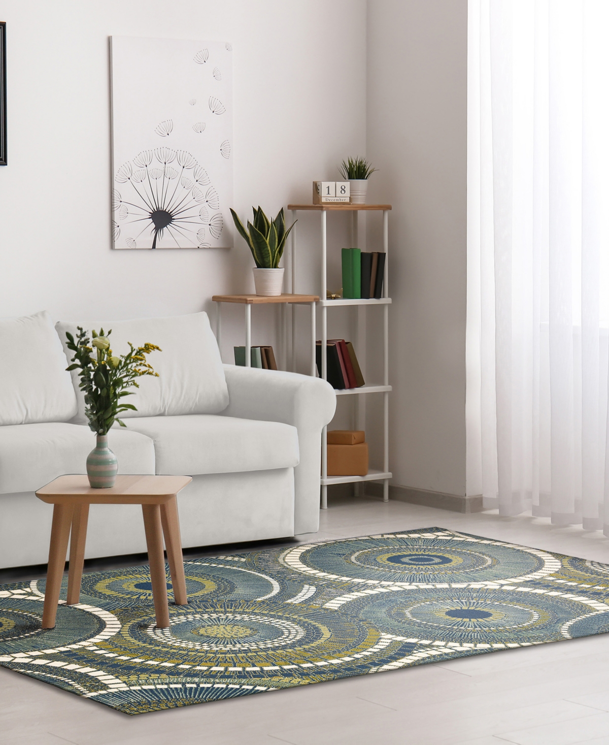 Liora Manne Marina Circles 7'10"x9'10" Area Rug In Azure