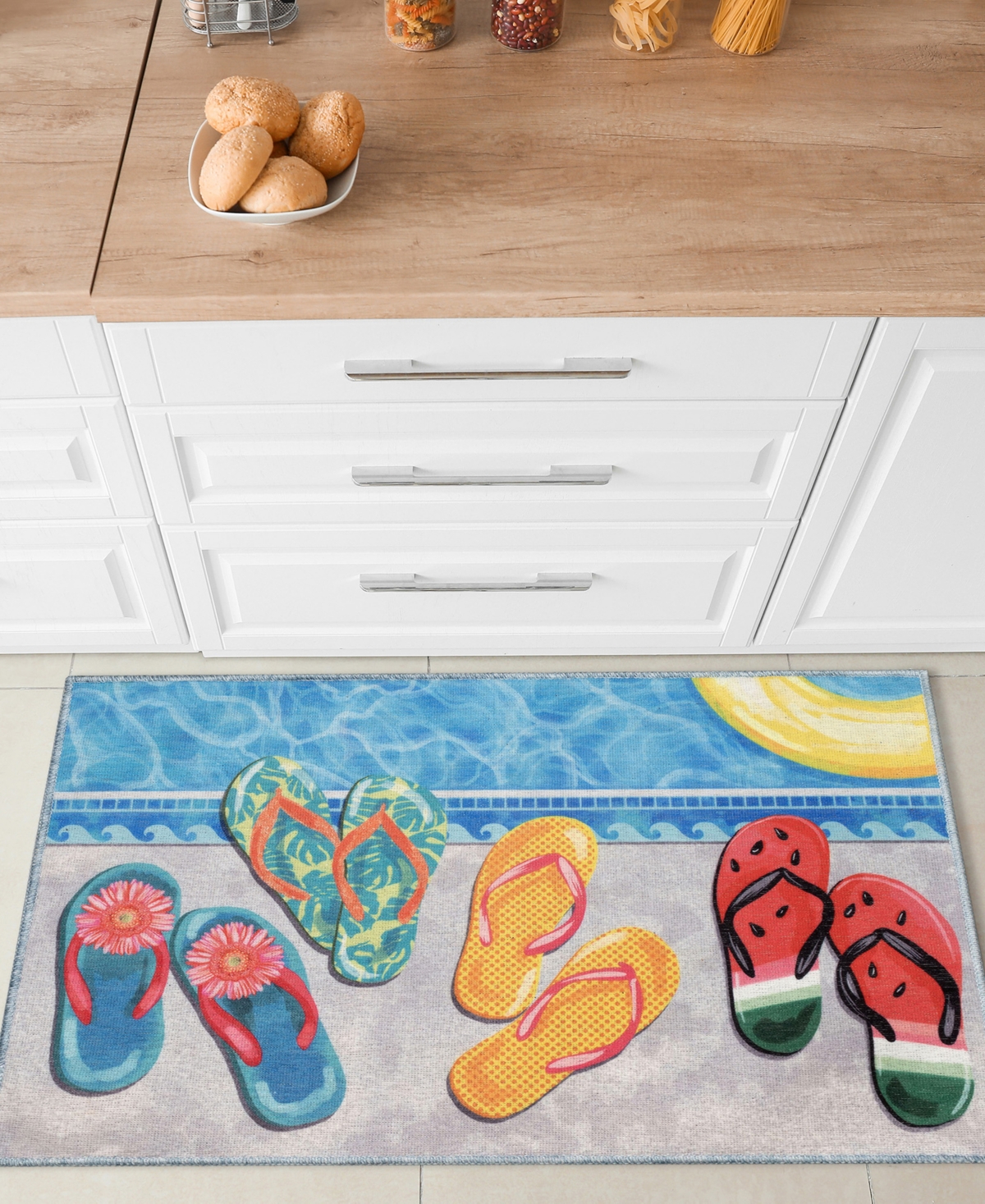 Liora Manne Impressions Poolside Flip Flops 2'5"x3'11" Area Rug In Multi