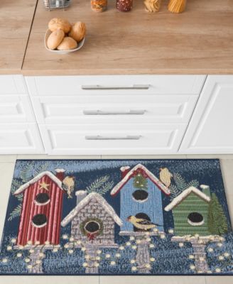 Liora Manne Esencia Birdhouse Holiday Rug Collection In Navy