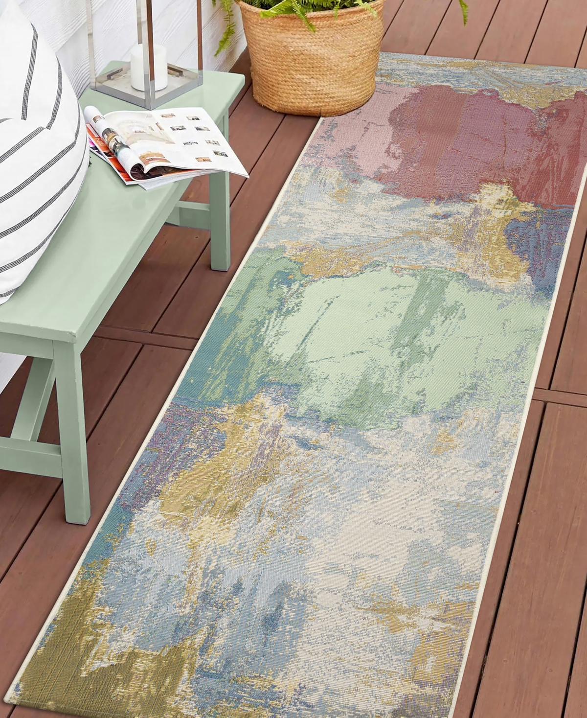 Liora Manne Marina Watercolor 1'11"x7'6" Runner Area Rug In Multi