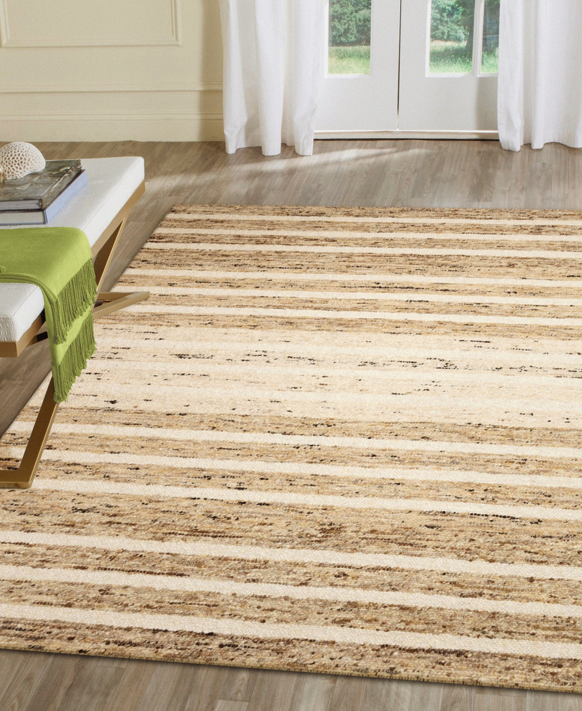 Liora Manne Mojave Horizon Stripe 7'6"x9'6" Area Rug In Sand