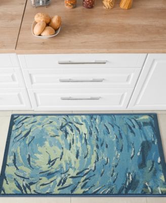 Esencia Fish to Go Blue 1'11"x4'11" Runner Area Rug