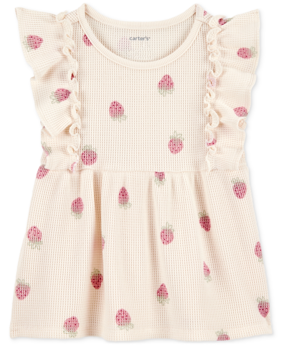Carter's Toddler Girls Strawberry-print Short-sleeve Top In Cream