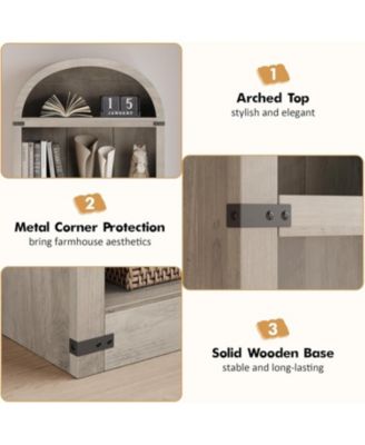 Bookcase Arched Bookshelf 71.65in Tall Bookcase Farmhouse Display Storage Rack