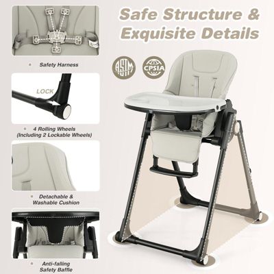 4-in-1 Baby High Chair with 6 Adjustable Heights