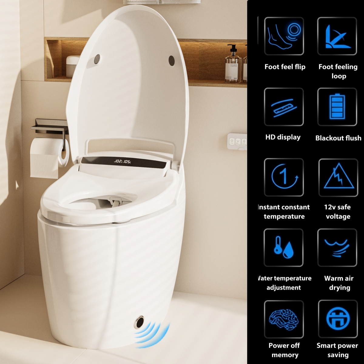 Lalahoo Electric Bidet Toilet Seat, Auto Open & Close Lid, Heated Toilet Seat with Thermostatic Warm Water & Dryer