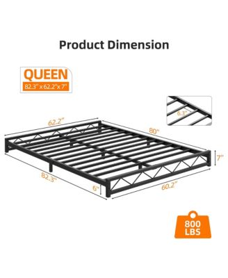 Queen Size Metal Platform Bed Frame,Low Bed Frame with Steel Slat Support, Mattress Foundation, No Box Spring Needed, Easy Assembly