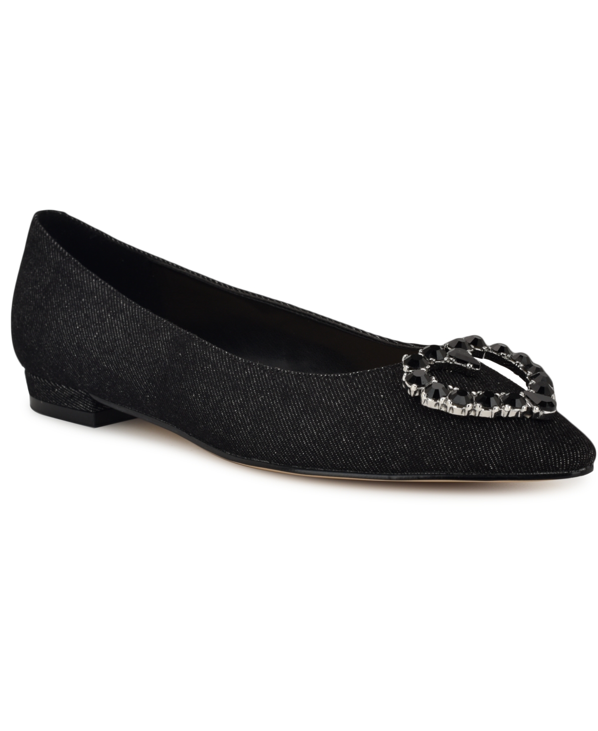 Nine West Women's Hearts Pointy Toe Dress Flats In Black Denim