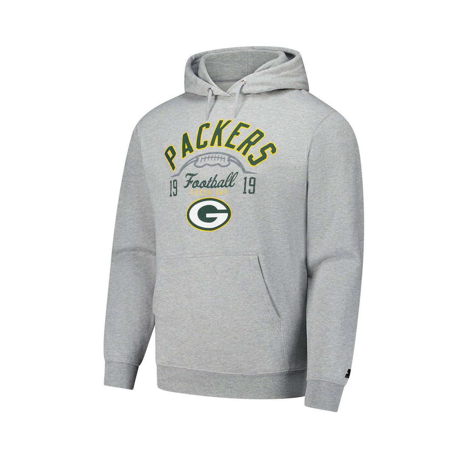 Men's Heather Gray Green Bay Packers Pullover Hoodie