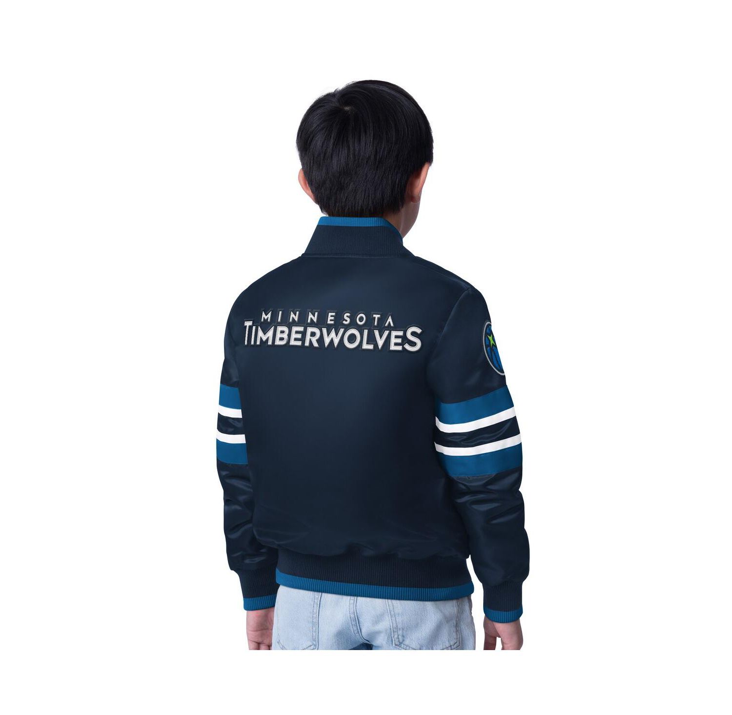 Big Boys and Girls Navy Minnesota Timberwolves Scout Varsity Full-Snap Jacket