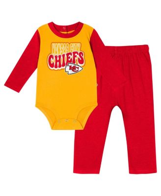 Outerstuff - Baby Boys and Girls Red Kansas City Chiefs Double Up Long Sleeve Bodysuit and Pants Set