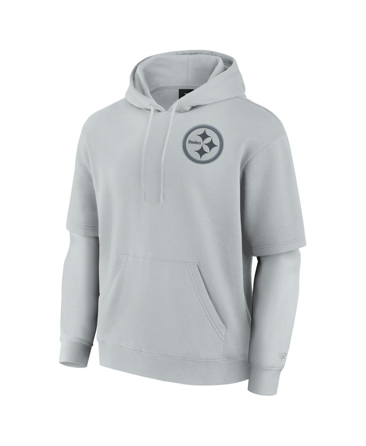Fanatics Men's And Women's Gray Pittsburgh Steelers Sleek Elements Pullover Hoodie In Gray