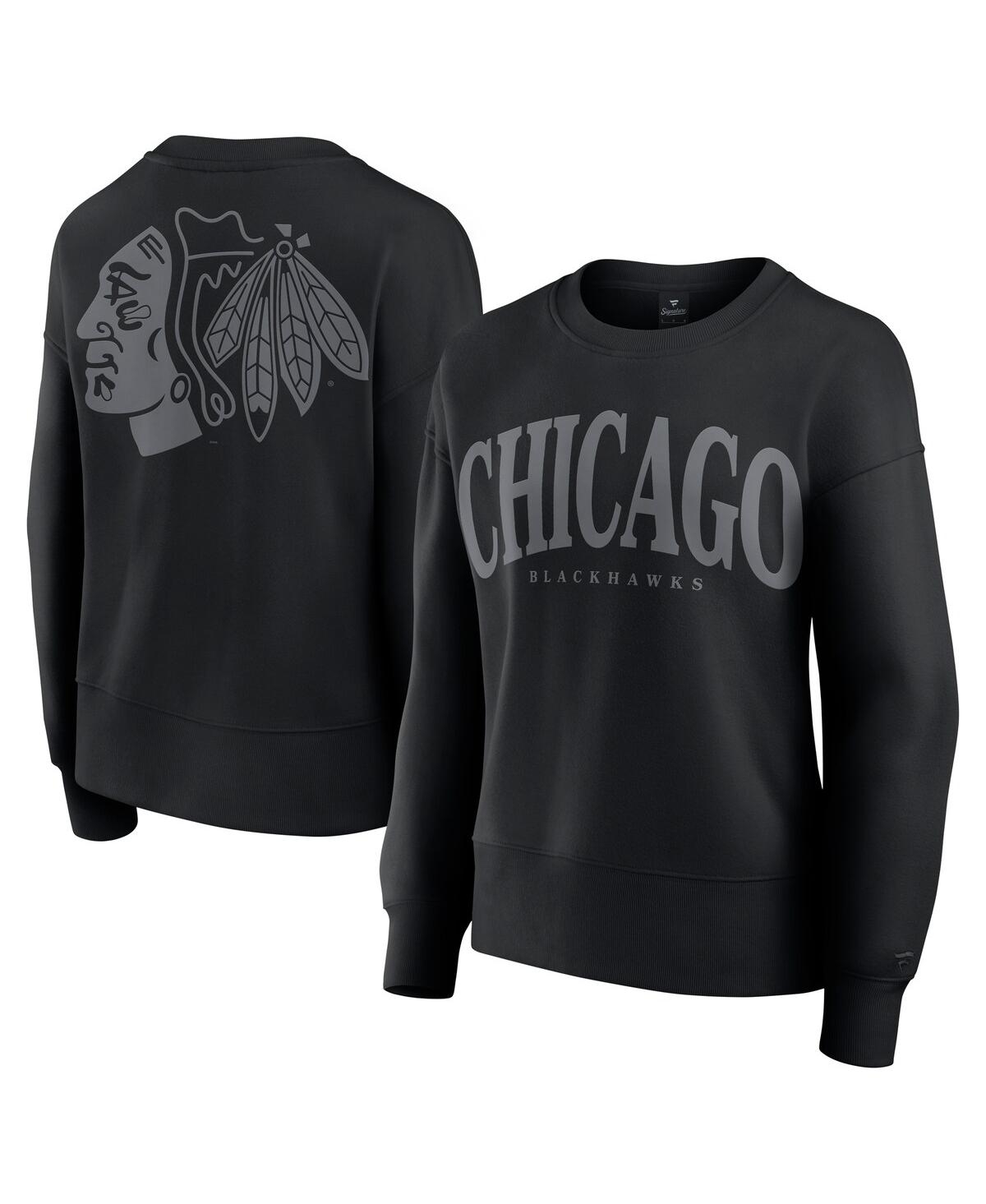 FANATICS WOMEN'S BLACK CHICAGO BLACKHAWKS ELEMENTS FLOW PULLOVER SWEATSHIRT 