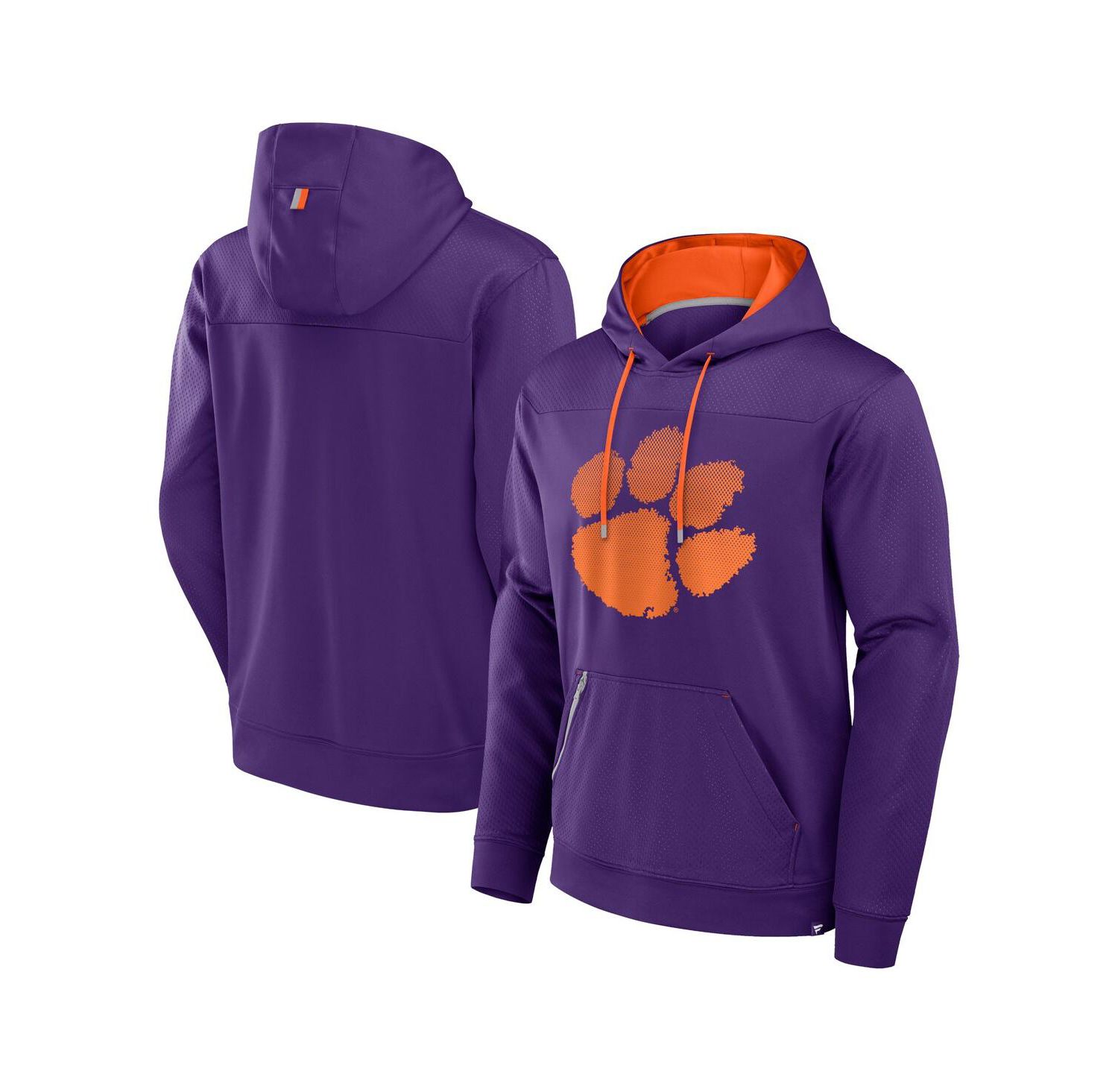 Men's Purple Clemson Tigers Defender Dot Faded Primary Pullover Hoodie