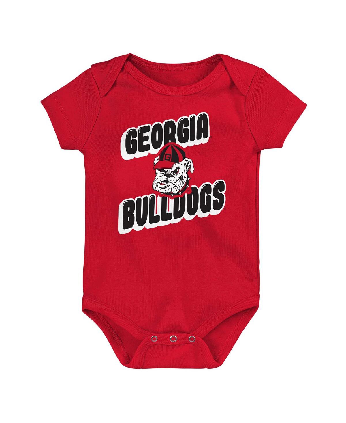 Outerstuff Newborn Red Georgia Bulldogs Sunday Comics 3-pack Bodysuit Set In Red