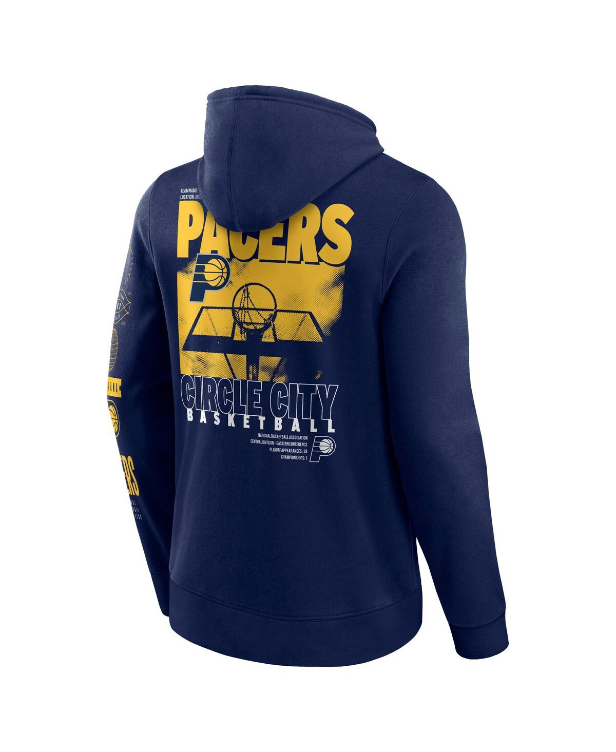 Fanatics Men's Navy/yellow Indiana Pacers Game Time Crossover Pullover Hoodie In Navy,yellow