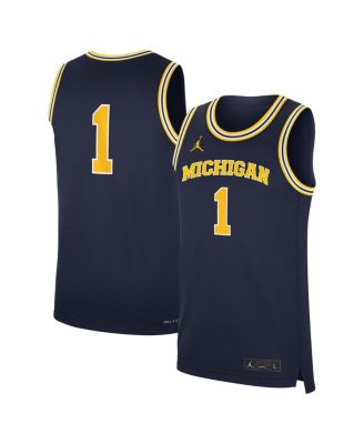 Jordan - Men's Navy Michigan Wolverines Road Replica Basketball Jersey