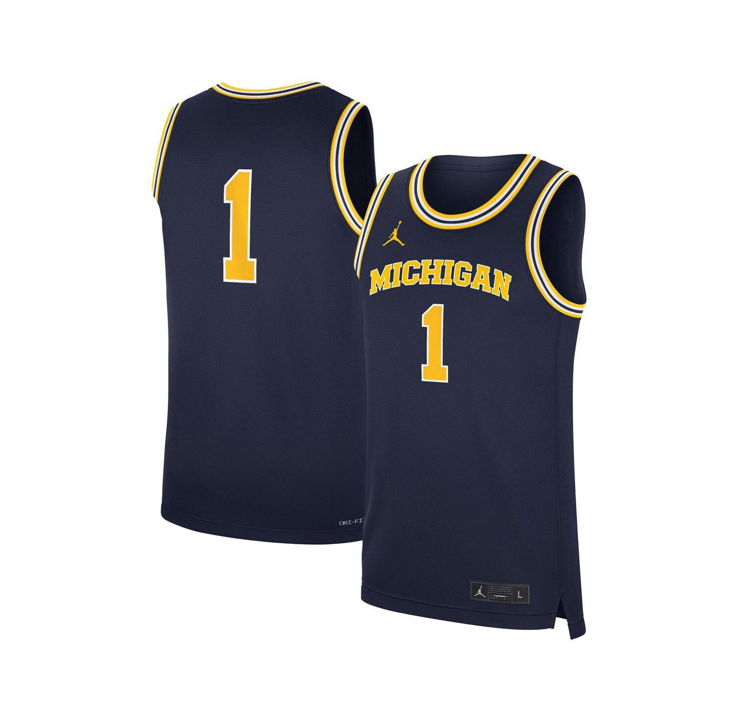 Men's Navy Michigan Wolverines Road Replica Basketball Jersey