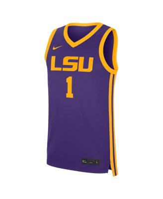 Men's 1 Purple LSU Tigers Road Replica Jersey