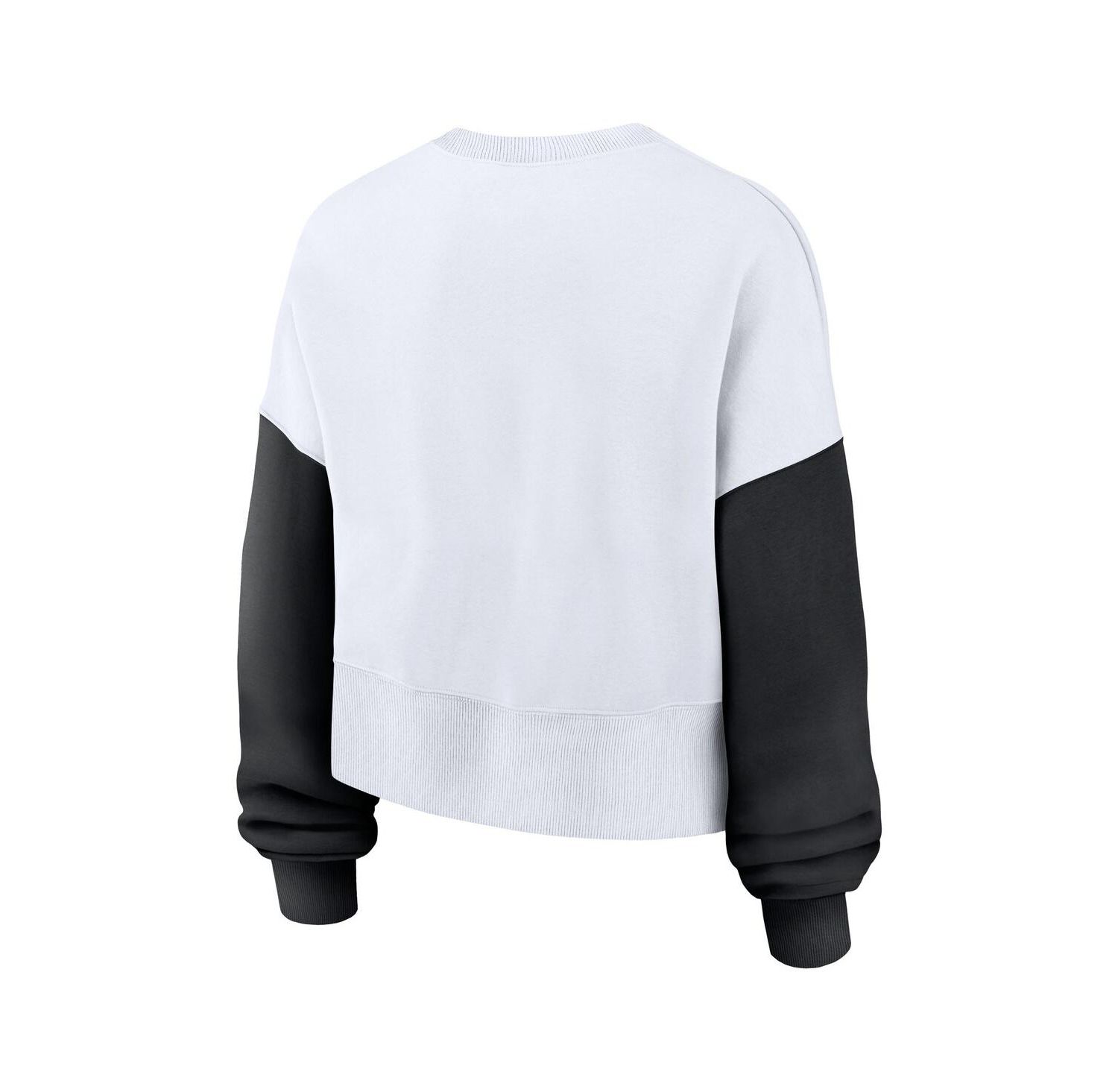 Women's White Iowa Hawkeyes Color-Block Oversized Cropped Pullover Sweatshirt