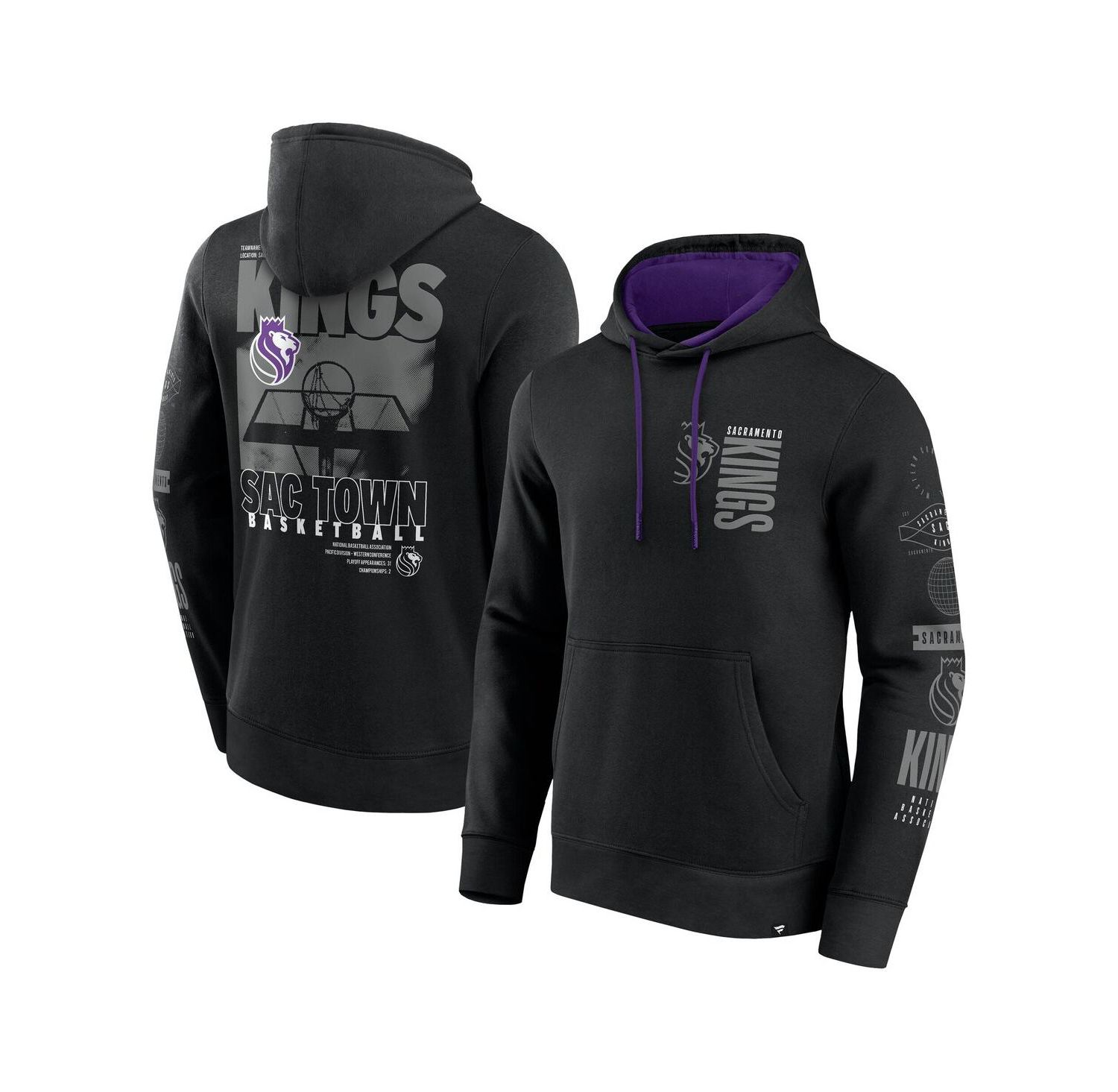 Men's Black Sacramento Kings Game Time Crossover Pullover Hoodie