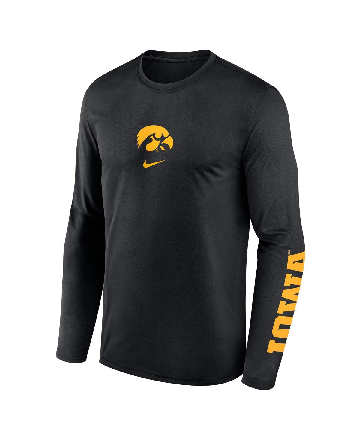 Nike Men's Black Iowa Hawkeyes Primetime Center Lockup Two-hit Legend Long Sleeve T-shirt In Black