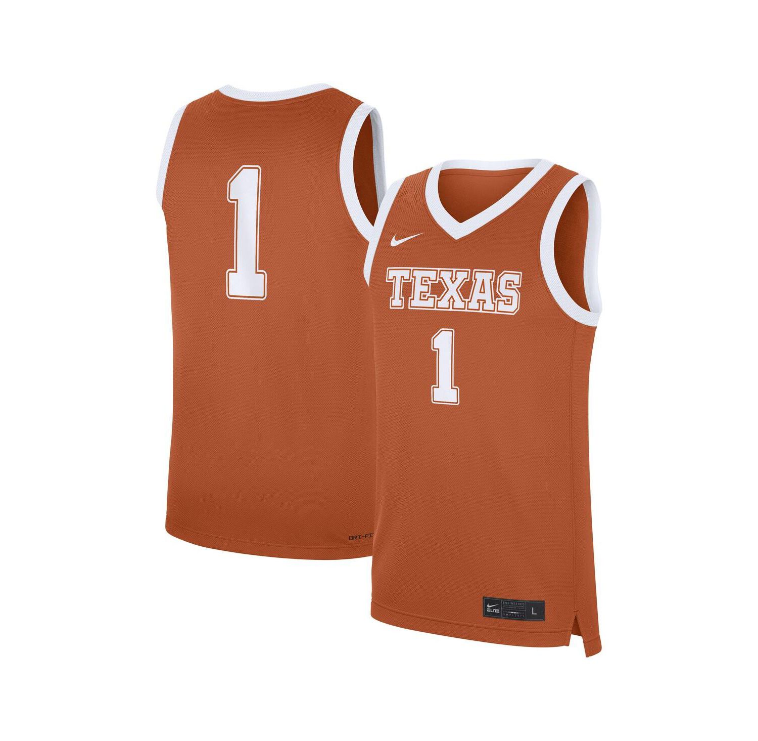 Men's 1 Texas Orange Texas Longhorns Road Replica Jersey