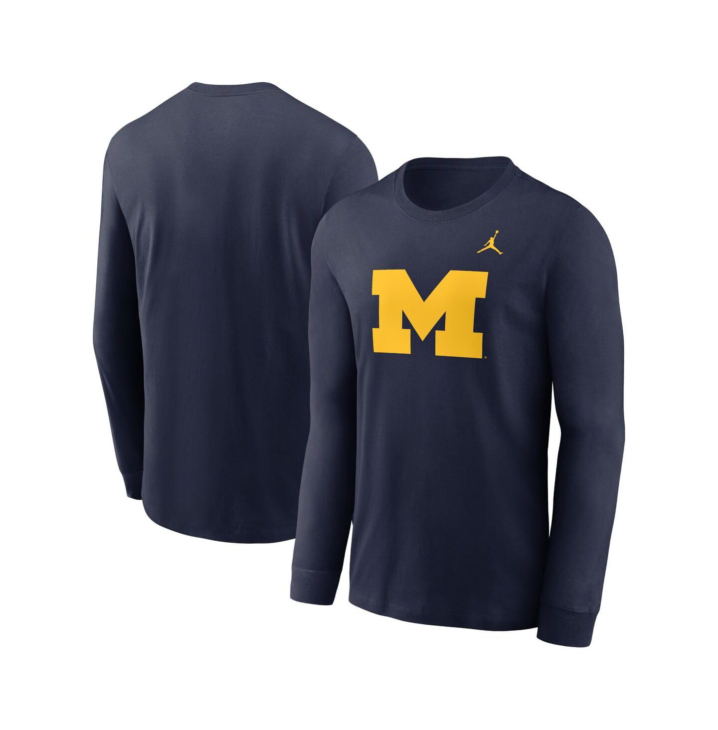 Мужская футболка Jordan Navy Michigan Wolverines Primary Logo Long Sleeve — фото 1