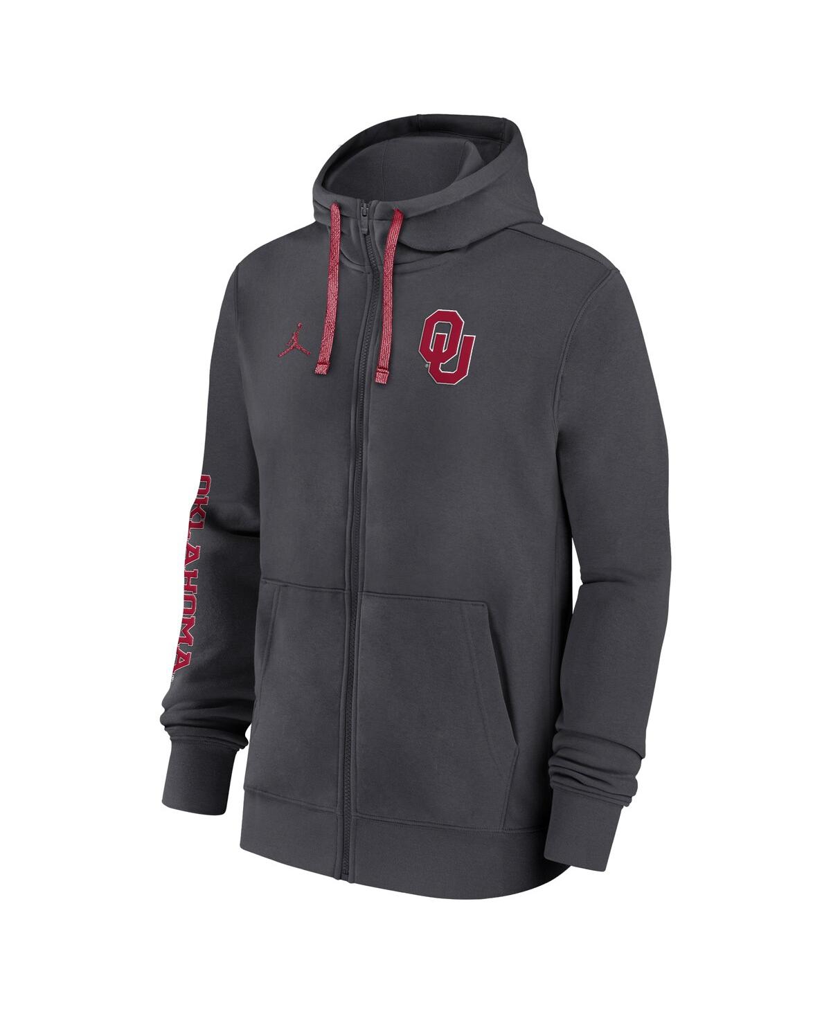 JORDAN MEN'S ANTHRACITE OKLAHOMA SOONERS 2024 SIDELINE FULL-ZIP HOODIE 