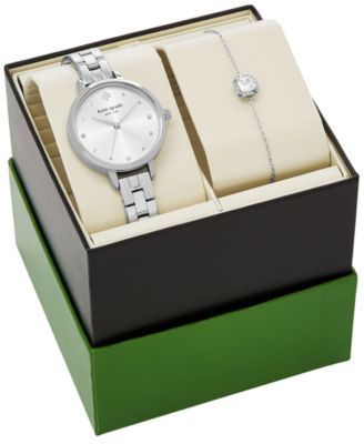 Women's Metro Three-Hand Silver-Tone Alloy Watch and Bracelet Set, 30mm