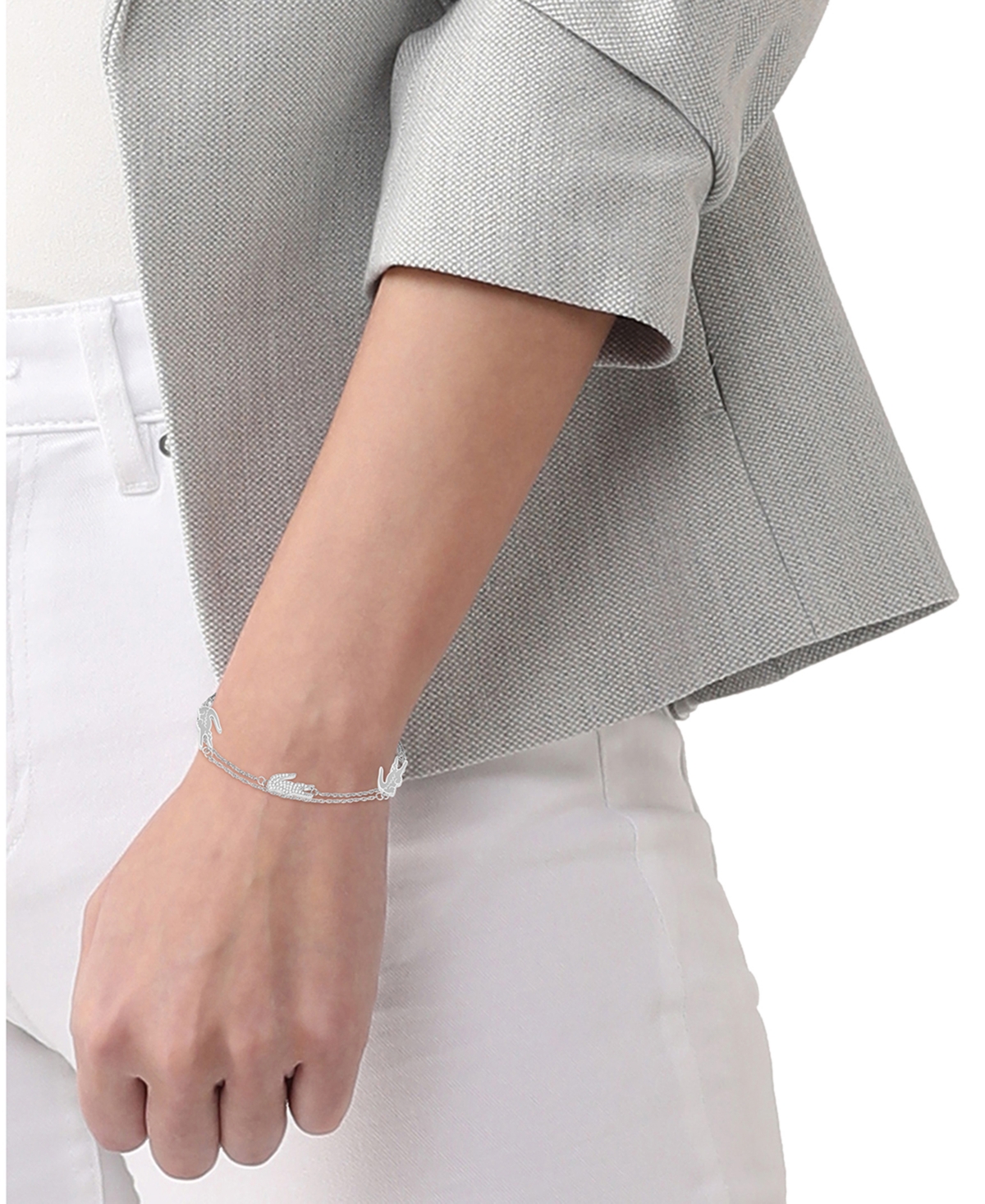 LACOSTE CROCODILE CHARM CHAIN BRACELET 