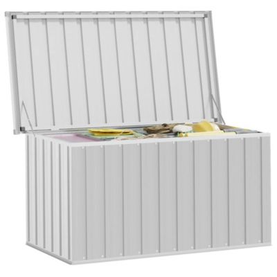 Storage Box Gray Galvanized Steel Medium Durable