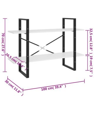 2-Tier Book Cabinet White 39.4"x11.8"x27.6" Engineered Wood