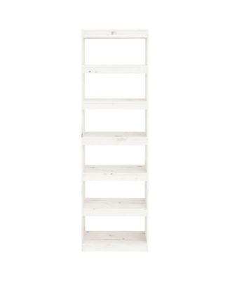 Book Cabinet/Room Divider White 23.6"x11.8"x78.5" Solid Wood Pine